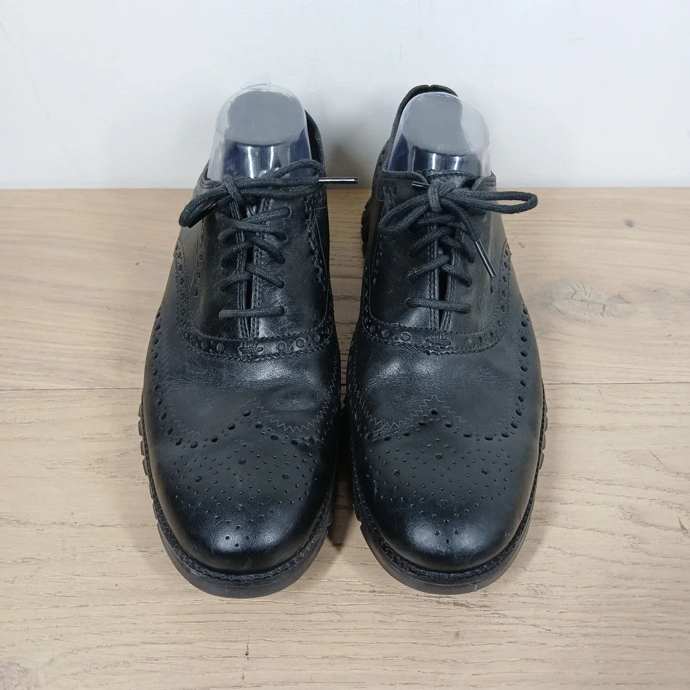 Cole Haan Zerogrand Wingtip Oxford Mens 11 Black Leather Brogue Lightweight
